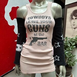Cowboys Leave Your Guns At The Bar parody gift soft graffiti tank top M UNISEX